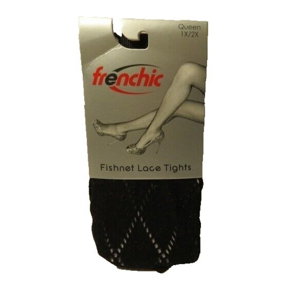 Frenchic Black Fishnet Argyle Lace Tights 1X / 2X